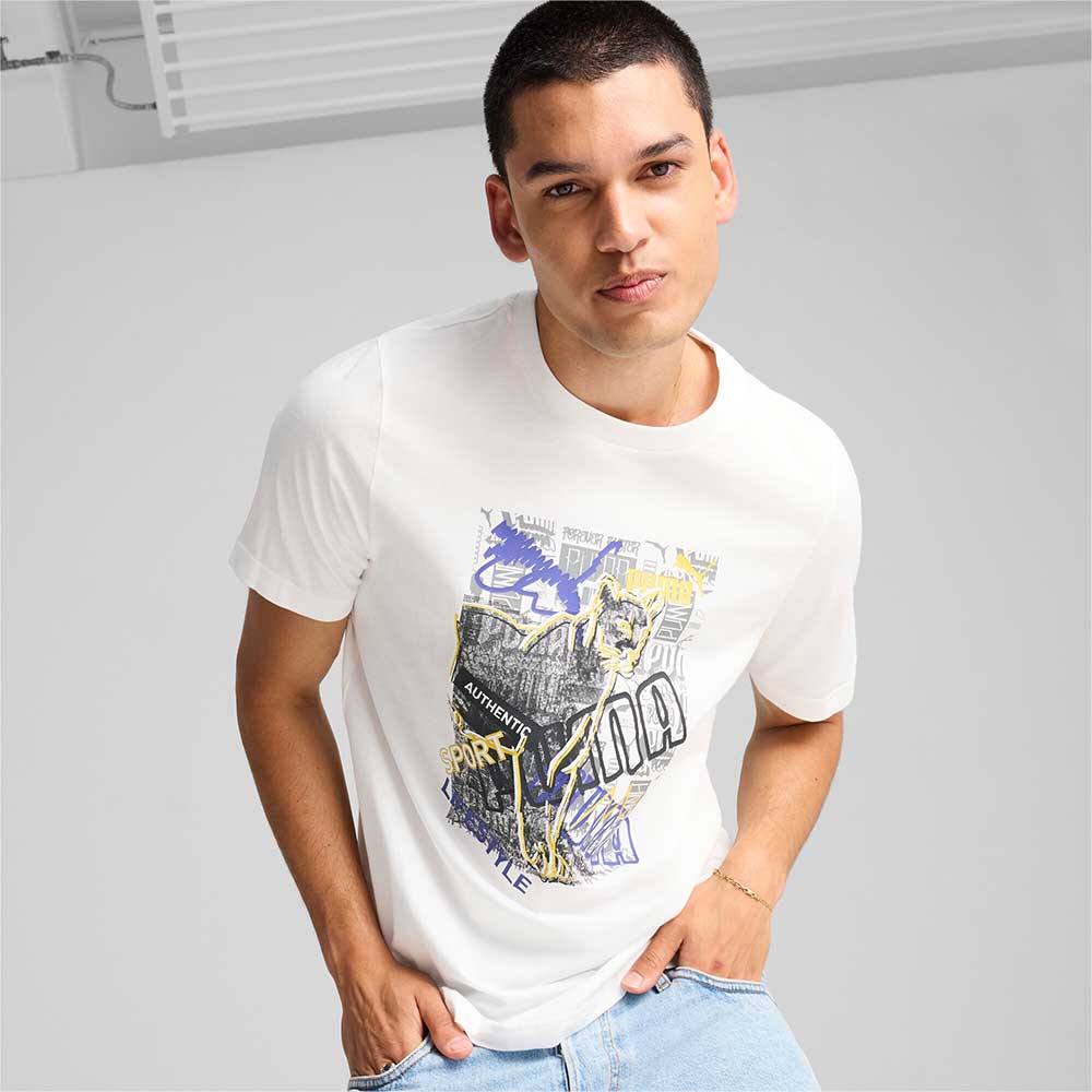 МЪЖКА ТЕНИСКА PUMA 68321302 GRAPHICS PHOTOPRINT TEE БЯЛА - lotus-sport.bg
